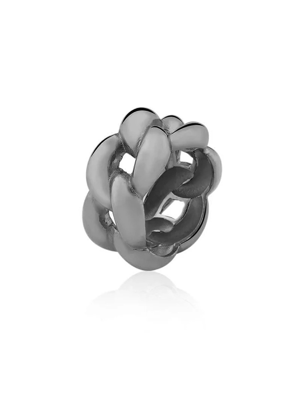 HOP RING - ICONIC RHODIUM PLATED Braided Dome Ring - Silver Finish